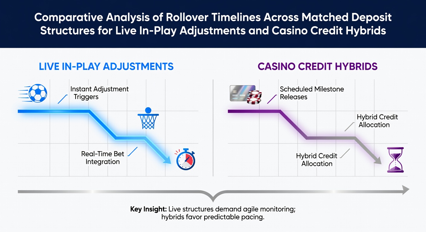 Chart comparing rollover timelines for matched deposit structures in live betting and casino hybrids