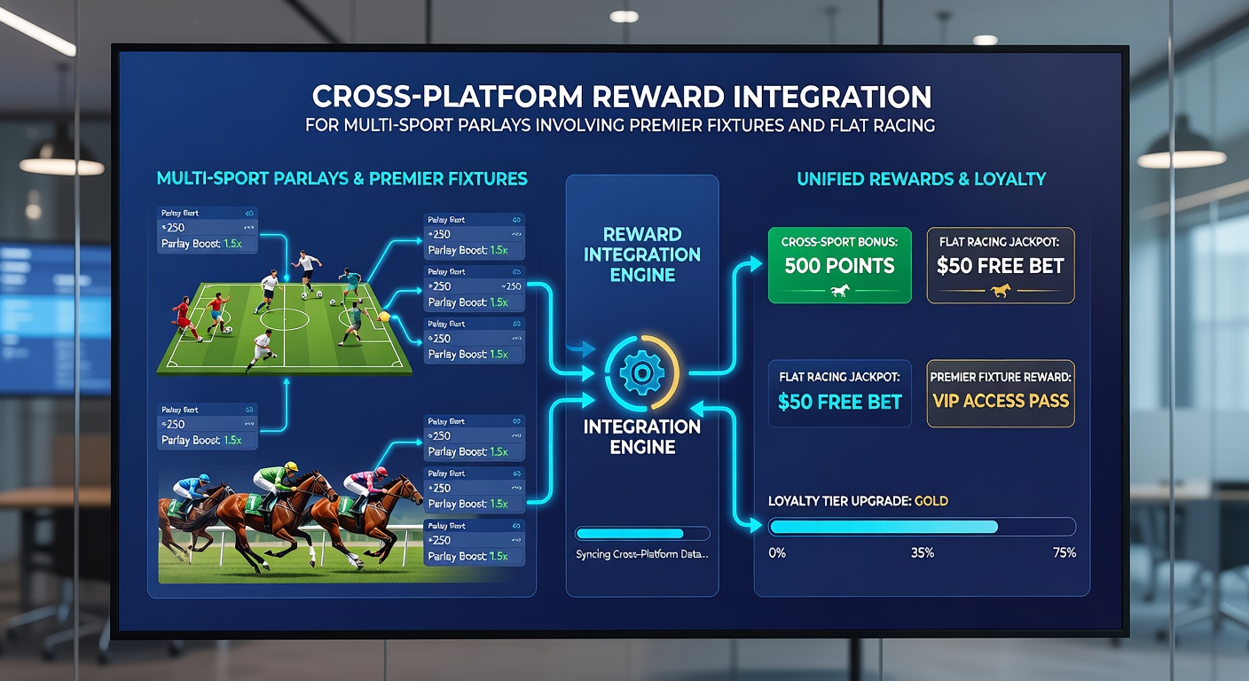 Detailed view of reward integration dashboard displaying football and flat racing parlay progress with bonus status indicators