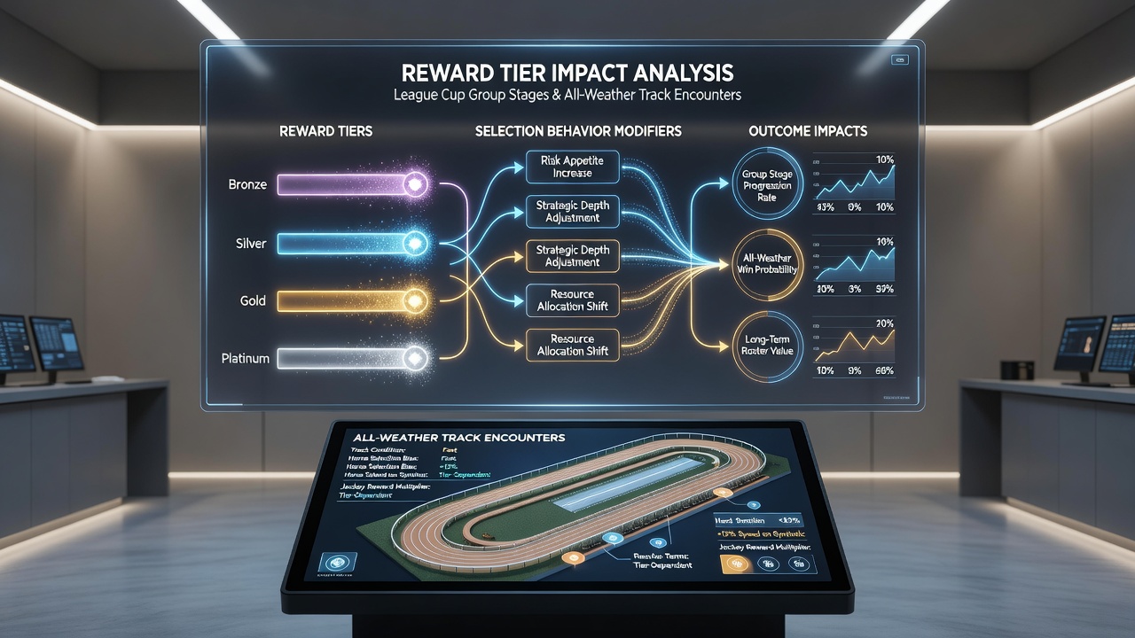 All-weather horse racing action with punters reviewing tier rewards on mobile devices