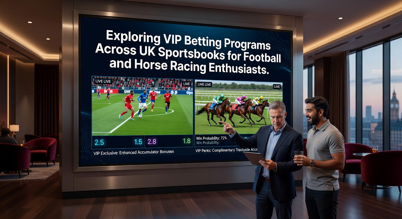 High-rollers at a UK sportsbook VIP lounge overlooking a horse racing track with football stadium in the background