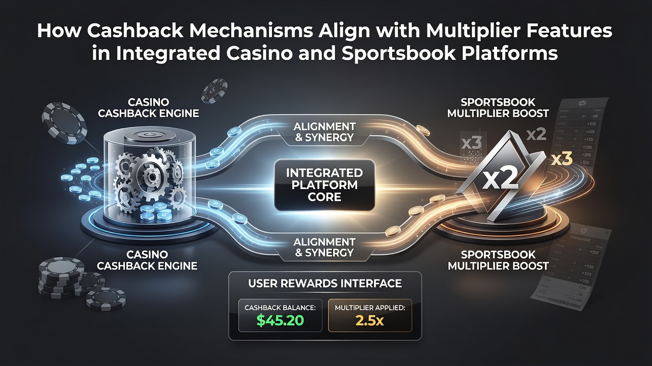 Integrated casino and sportsbook interface showing cashback and multiplier features in action