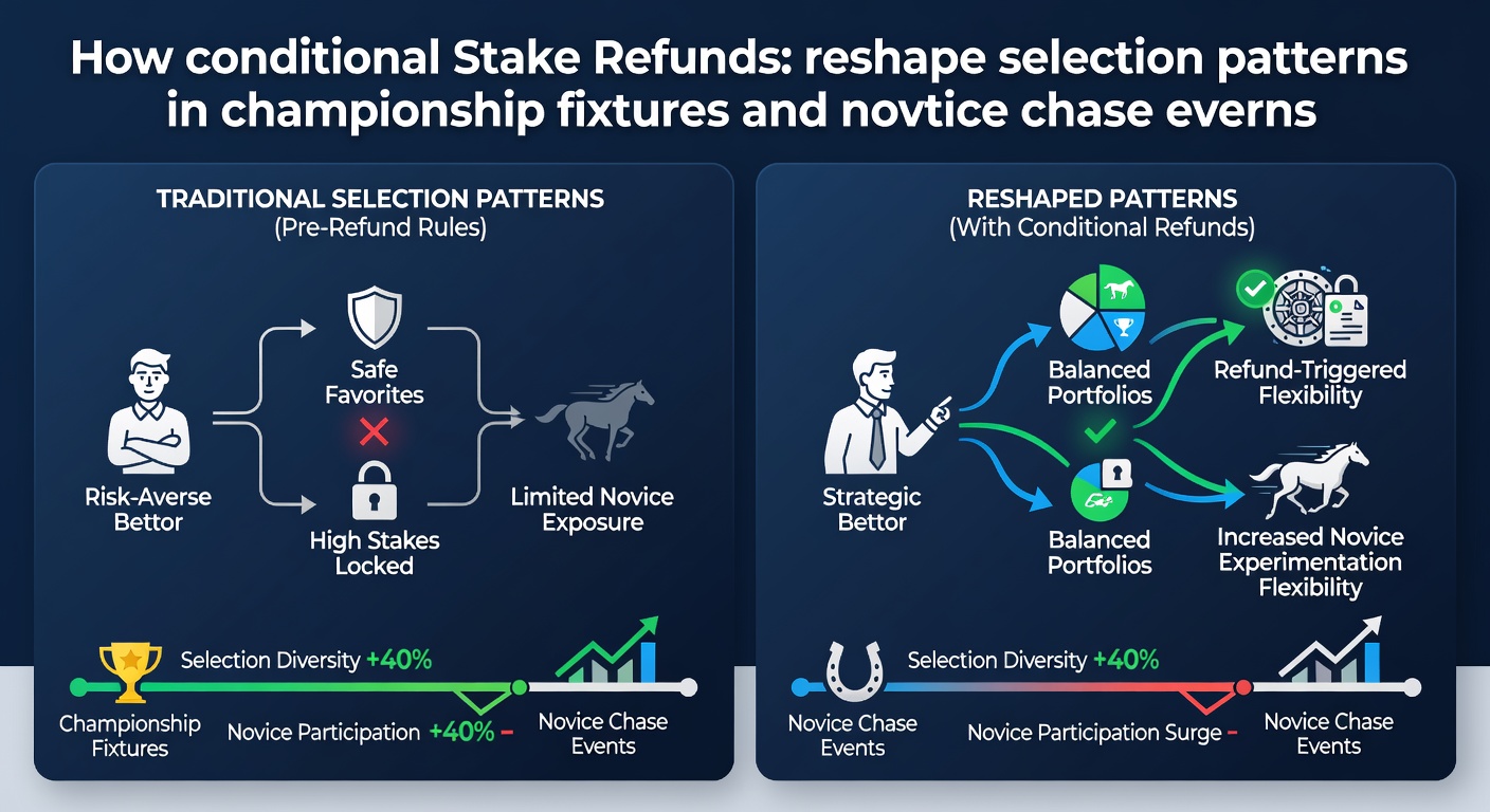 Bettors reviewing conditional refund offers ahead of a championship football match and a novice chase race