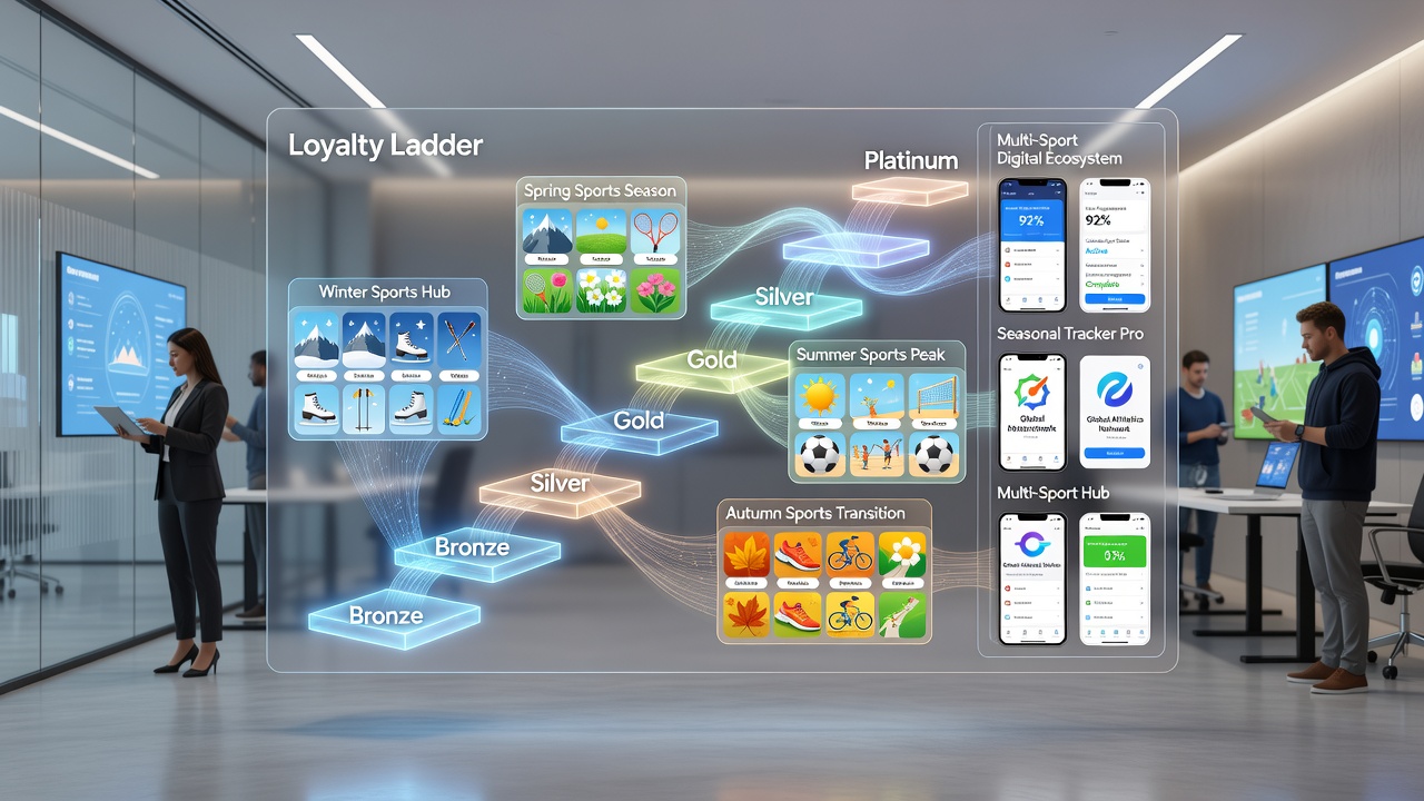 Calendar overlay on mobile app displaying loyalty rewards tied to multiple sports seasons