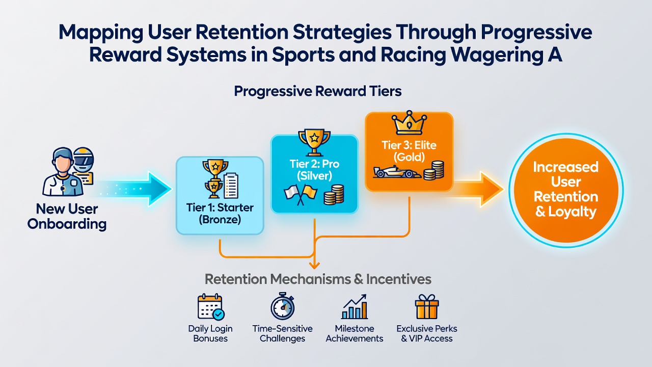 Mobile screen displaying tiered loyalty rewards for horse racing bets with progress indicators and upcoming milestones