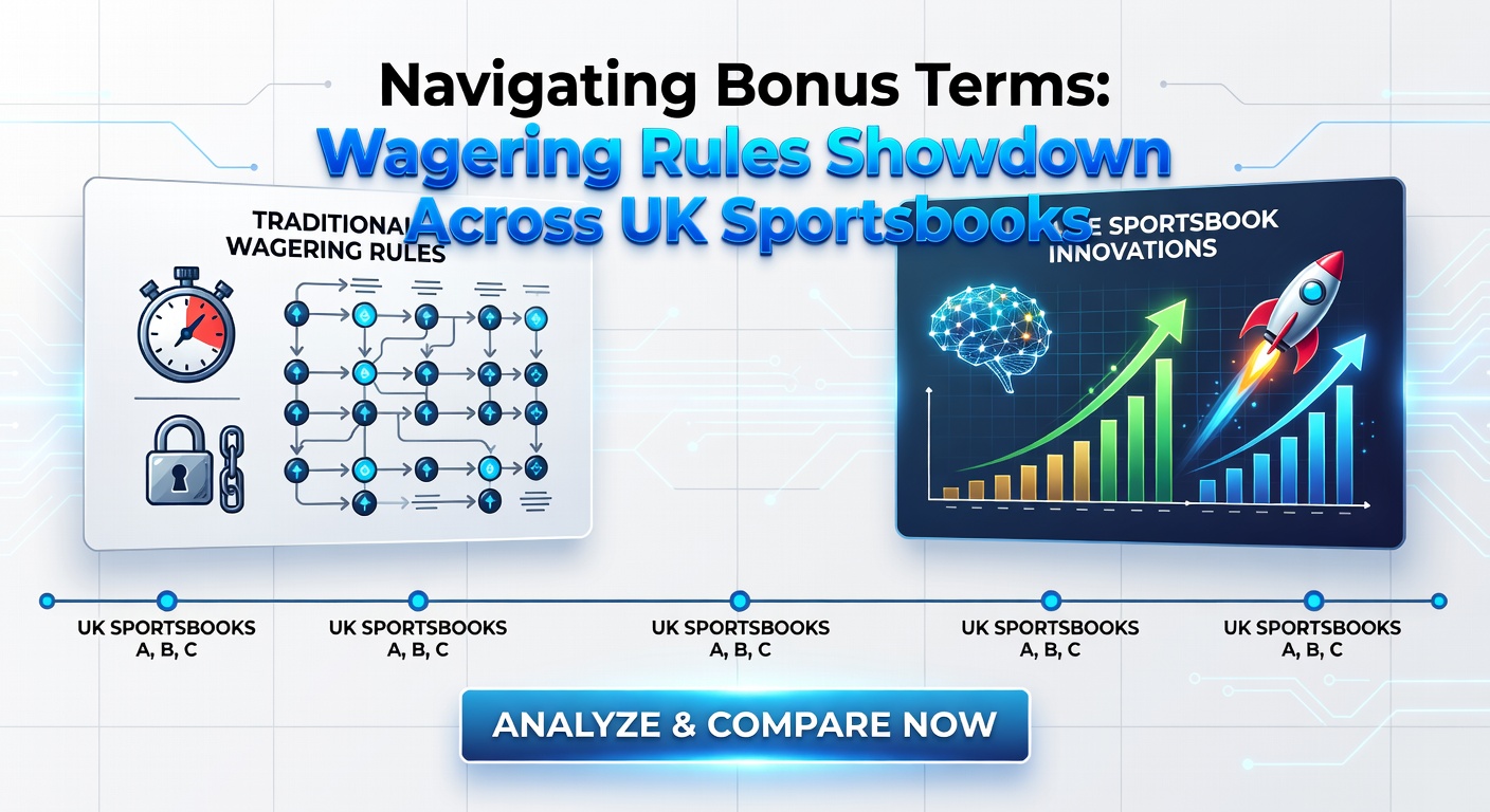 Comparison chart of wagering requirements across major UK sportsbooks, highlighting multipliers from 5x to 40x