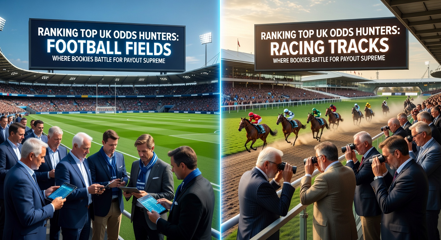 Infographic ranking UK bookmakers by average best odds percentages for top football leagues and horse racing events