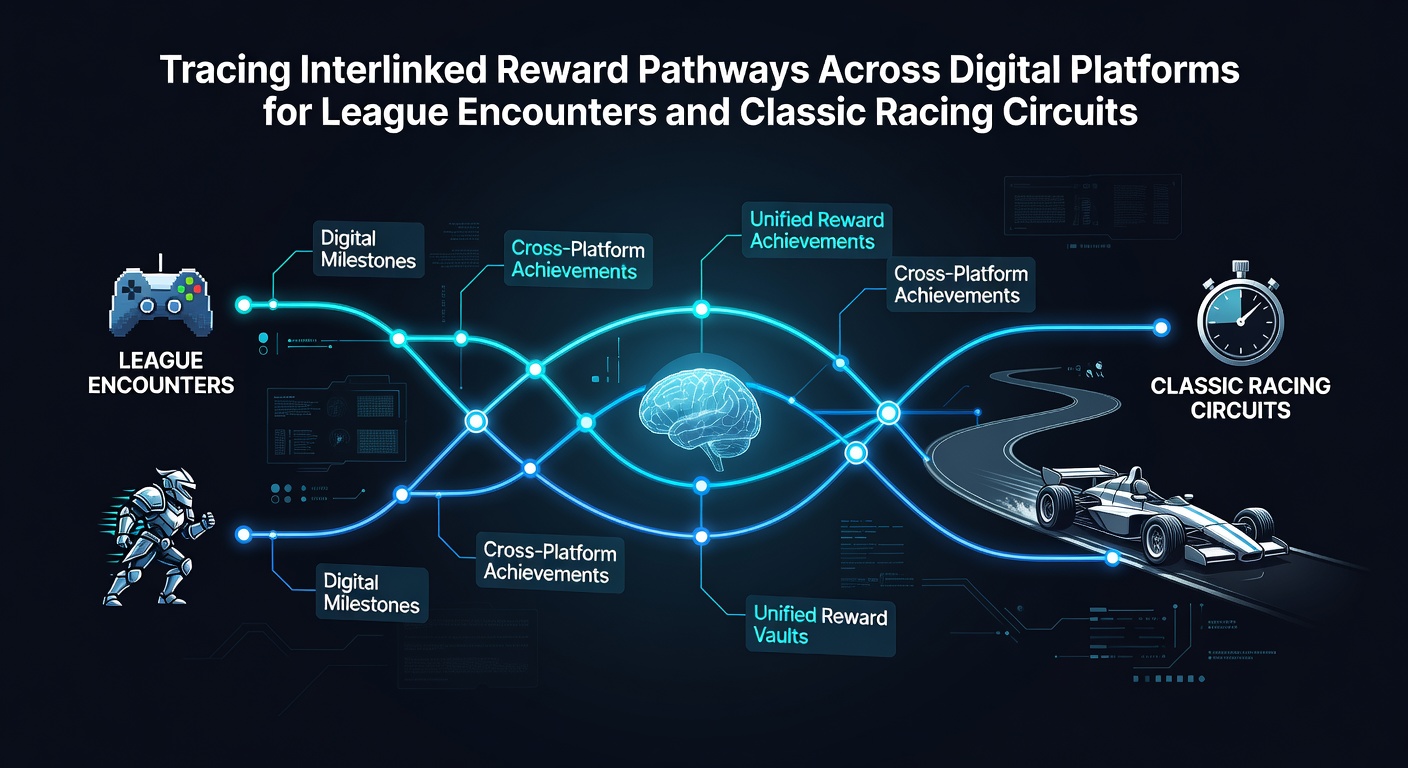 Diagram showing interconnected reward pathways linking league encounters and racing circuits on digital platforms