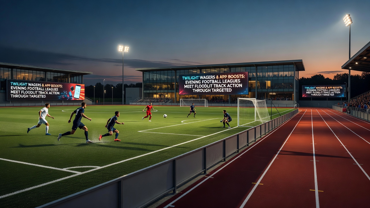 Mobile app interface showing combined football and track betting boosts under floodlights
